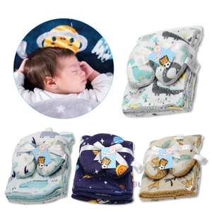 Set Manta Frazada Polar Para Bebé Niño + Cojín Para Cuello
