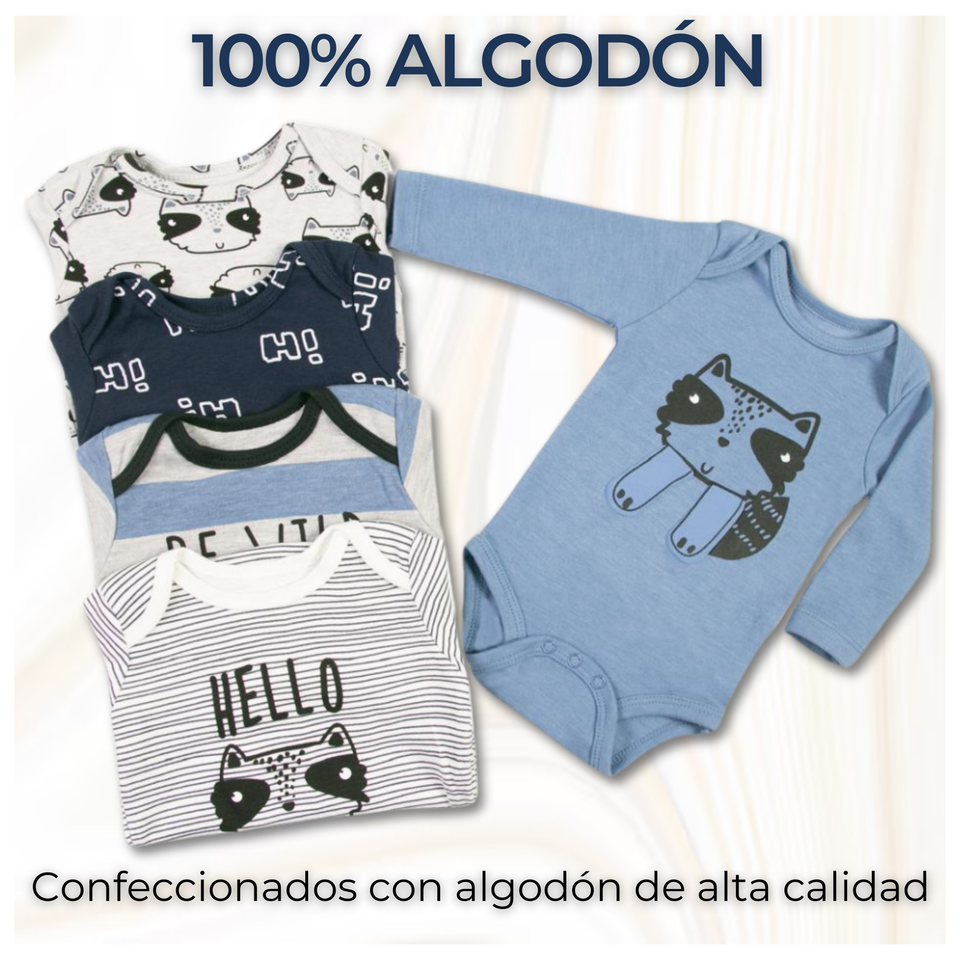 Pack 5 Bodys Bebé Niño Manga Larga Tedmimak 100% Algodón