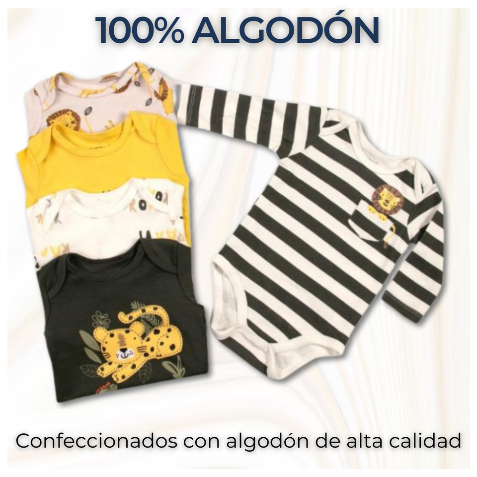 Pack 5 Bodys Bebé Niño Manga Larga Tedmimak 100% Algodón