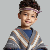 Set Poncho Manta Mapuche LANA GRUESO 85x55CM +TRARILONCO CINTILLO MAPUCHE 87CM Fiestas Patrias