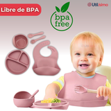 Set De Alimentación Bebé Silicona 5 Piezas Libre BPA Colores Surtidos