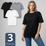Pack 3 Camisetas Poleras 100% Algodón Básica Lisa Elástica Mujer Colores Surtidos