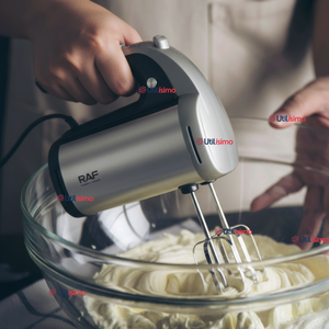 Batidora Electrica 5 Velocidades De Mano RAF Acero Inoxidable Mutifuncional