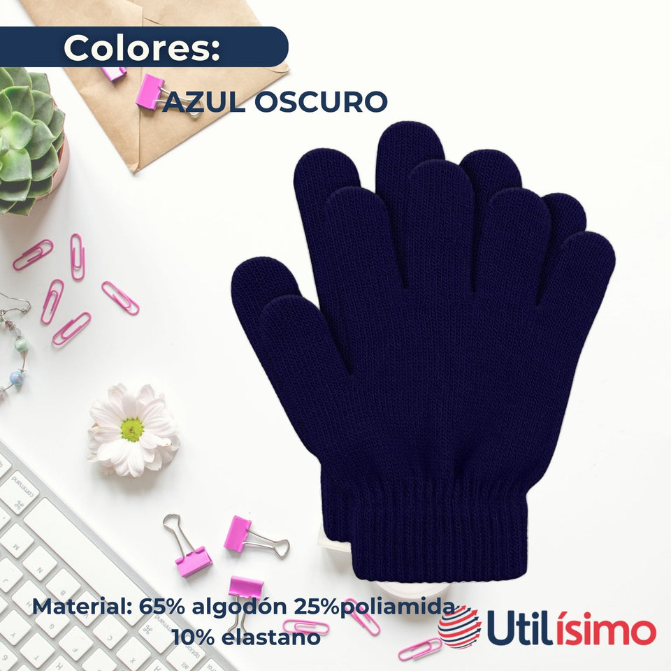 Guantes 11cm Escolares Niña y Niño Azul Oscuro