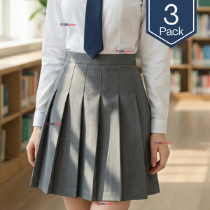 Pack 3 Falda Escolar Gris Niña Poliéster