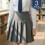 Pack 3 Falda Escolar Gris Niña Poliéster