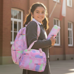 Mochila Escolar Kit Con Estuche y Lonchera 43cm Tela Oxford Niña
