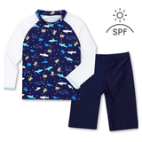 TRAJE DE BAÑO SPF UV50+ 2 PIEZAS MANGA LARGA NIÑO FISH NAVY