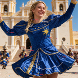 Traje Caporal Típico 2 Piezas Azul Mujer Fiestas Patrias