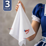Pack 3 Pañuelos Baile Cueca 36cm Bordado Bandera de Chile Algodón Fiestas Patrias