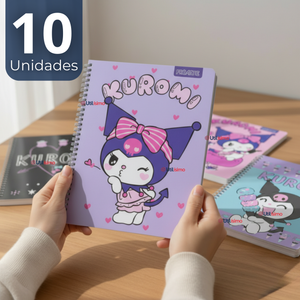 Pack 10 Cuadernos Universitarios Kuromi Proarte 7mm 100 Hojas Diseños Surtidos