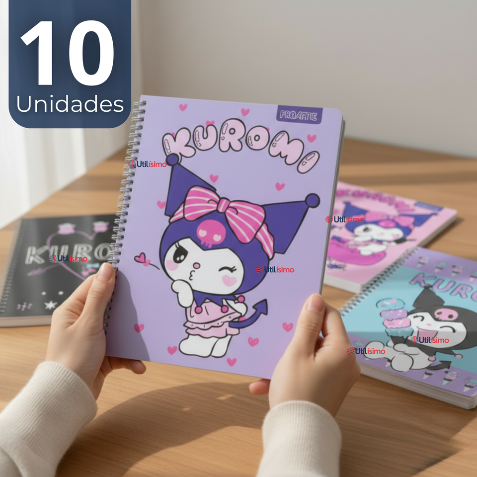 Pack 10 Cuadernos Universitarios Kuromi Proarte 7mm 100 Hojas Diseños Surtidos