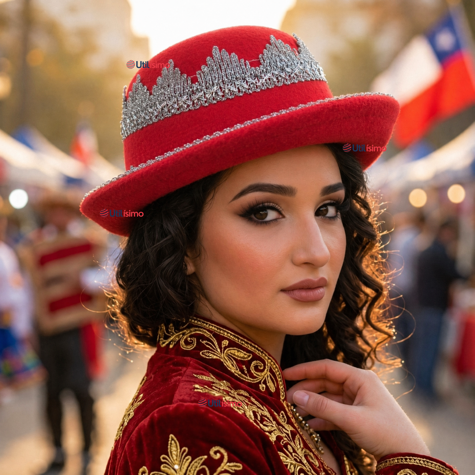 Sombrero Gorro Caporal Mujer Fiestas Patrias Rojo Baile Típico