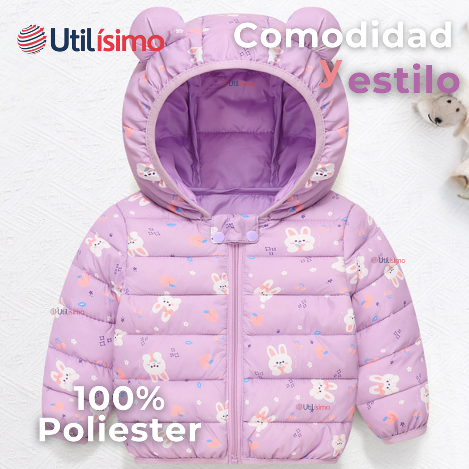 Parka Térmica Con Capucha Y Orejitas Estampado Conejito Niña