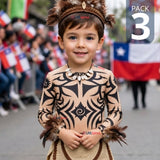 Pack 3 Poleras Diseño Tattoo Niño Rapa Nui Estilo Pascuense Traje Danza
