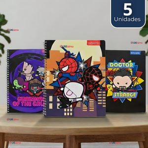 Pack 5 Cuadernos Universitarios Marvel Heroes 100 Hojas Proarte Diseño Surtido