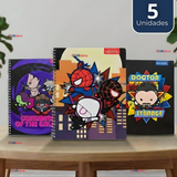 Pack 5 Cuadernos Universitarios Marvel Heroes 100 Hojas Proarte Diseño Surtido