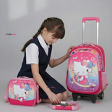 Mochila Escolar Hello Kitty Dreams Con Ruedas Desmontables + Estuche + Lonchera Niña Poliéster