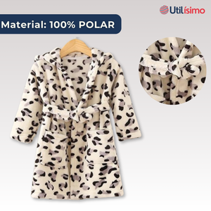 Batas De Baño Con Capucha Y Bolsillos Niño Y Niña Polar Animal Print