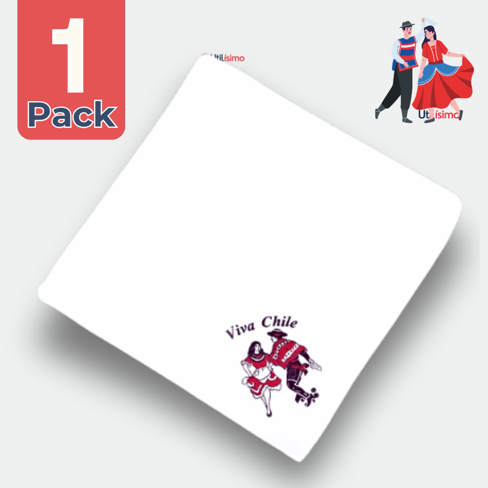 Pañuelo Baile Cueca 36 CM Bordado Pareja Baile Fiestas Patrias