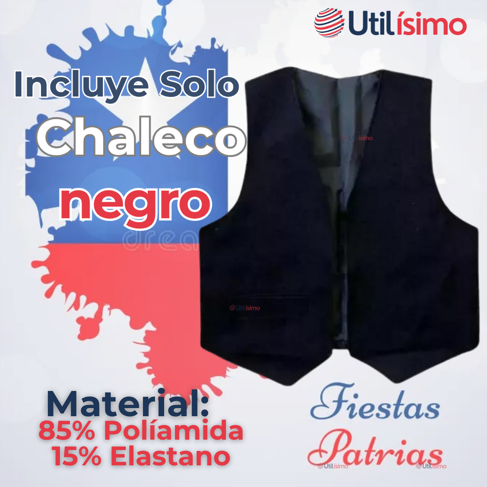 Chaleco Bolero Nortino Niño Fiestas Patrias Negro