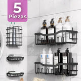 Set Organizador de Ducha 5 Piezas Acero Inoxidable Instalación Adhesiva