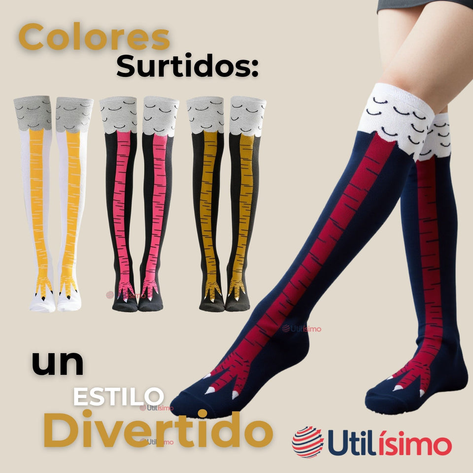 Pack 3 Calcetines Pata de Gallina Mujer Largos Colores Surtidos