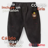 Buzo Solo Pantalón Cotelé Bebé Niño Forrado en Polar Gris