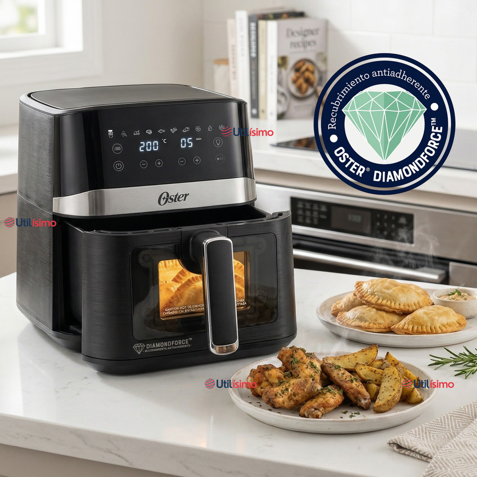 Freidora de aire digital Oster® con recubrimiento Oster® DiamondForce, 4L de capacidad, CKSTAF40WDDF 1300W