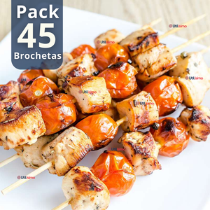 Pack 45 Piezas Brochetas Para Anticuchos Pinchos Bambú Palillos 35cm