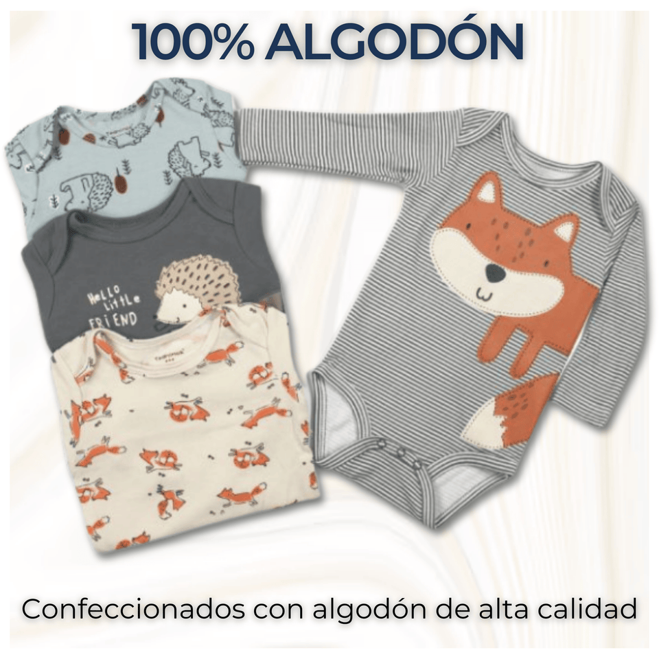 Pack 4 Bodys Bebé Niño Manga Larga Tedmimak 100% Algodón