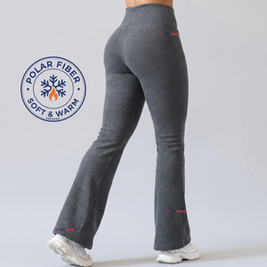 Calza Polar Con Chiporro Palazzo Mujer Elasticada Térmica Gris Oscuro