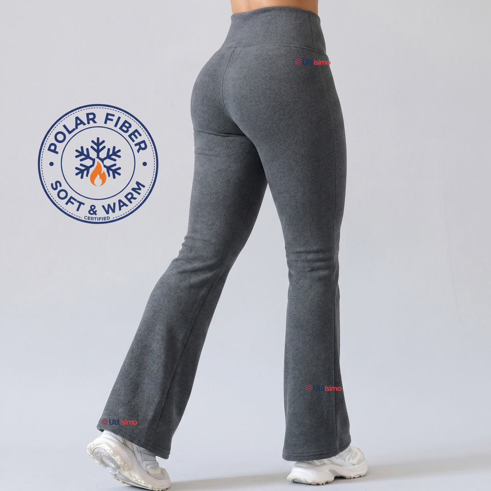 Calza Polar Con Chiporro Palazzo Mujer Elasticada Térmica Gris Oscuro