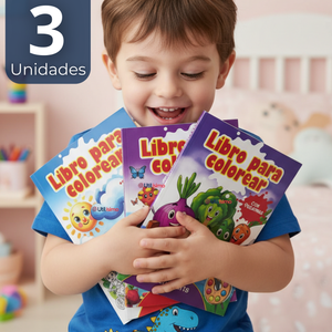 Pack 3 Libros Para Colorear Pintar  Educativo Con Stickers Diseños Surtidos