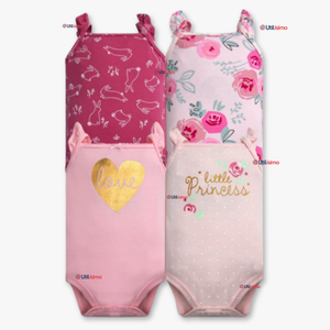 Pack 4 Bodys Niña Sin Manga Tedmimak 100% Algodón Princess Pink