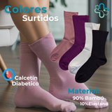 Pack 4 Pares Calcetín Largo Diabético Sin Costura Bambú Mujer Surtidos