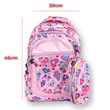 Mochila Con Lonchera Y Estuche 45CM Diseño Estampado Niña