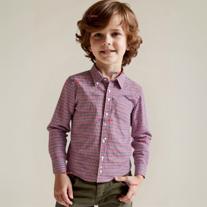 Camisa Huaso Cuadrillé Cuadro Manga Larga 100% Algodón Azul Rojo Casual