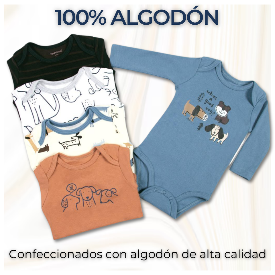 Pack 5 Bodys Bebé Niño Manga Larga Tedmimak 100% Algodón
