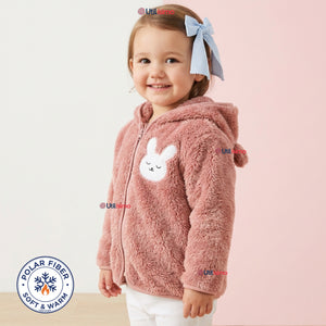 Polerón Con Capucha Forro Polar Bebe Niña Conejo Abrigo Invierno