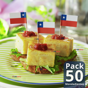 Pack 50 Mondadientes Pinchos Palillos Bandera De Chile