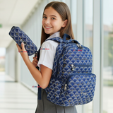 Mochila Escolar Con Estuche 46cm Poliéster Impermeable Niña Juvenil