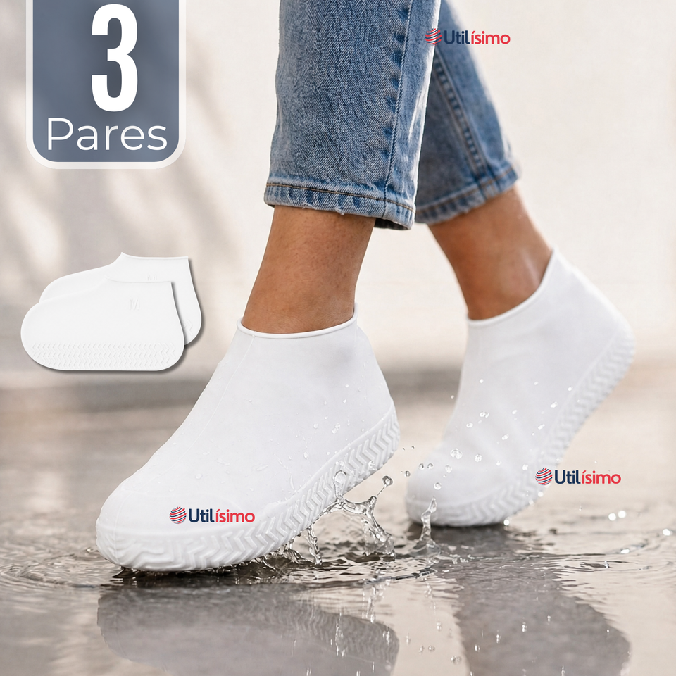 Pack 3 Pares Fundas Cubre Zapatos Blanco Impermeable Surtidas Silicona Antideslizante