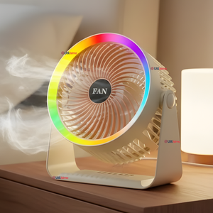 Mini Ventilador De Mesa Beige Silencioso Portátil Recargable USB
