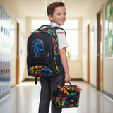 Mochila Escolar Kit Con Estuche y Lonchera 43cm Tela Oxford Dino Niño