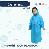 Poncho Impermeable Niño Tiras reflectantes Azul