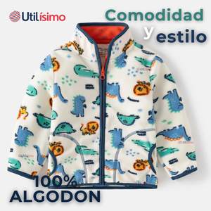Chaqueta 100% Polar Niño Manga Larga Blanco