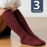 Pack 3 Calcetínes Escolares Largo Acrílico Burdeo Niñas Juvenil Color Vino