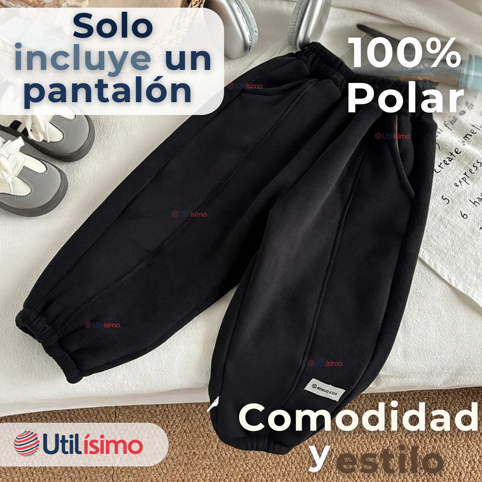 Buzo Solo Pantalón Bebé Niño Forrado en Polar Negro