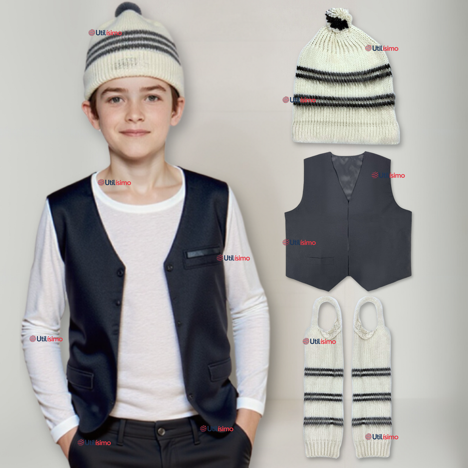 Traje Chilote Gorro Chaleco Fiestas Patrias Niño Chile